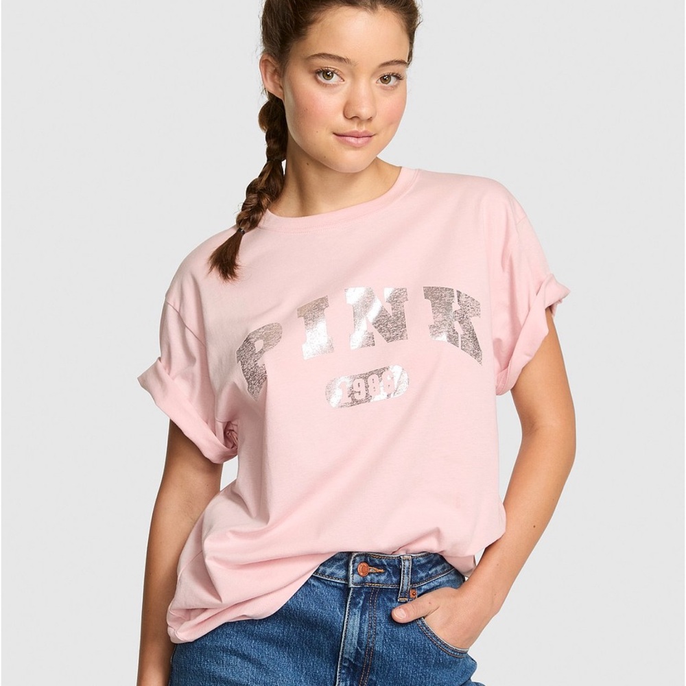 VS PINK CAMPUS SHORT SLEEVE TEE NWT